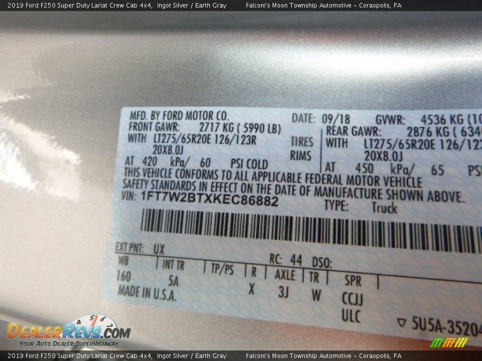 2019 Ford F250 Super Duty Lariat Crew Cab 4x4 Ingot Silver / Earth Gray Photo #13