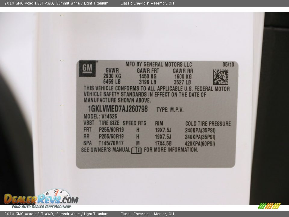 2010 GMC Acadia SLT AWD Summit White / Light Titanium Photo #19