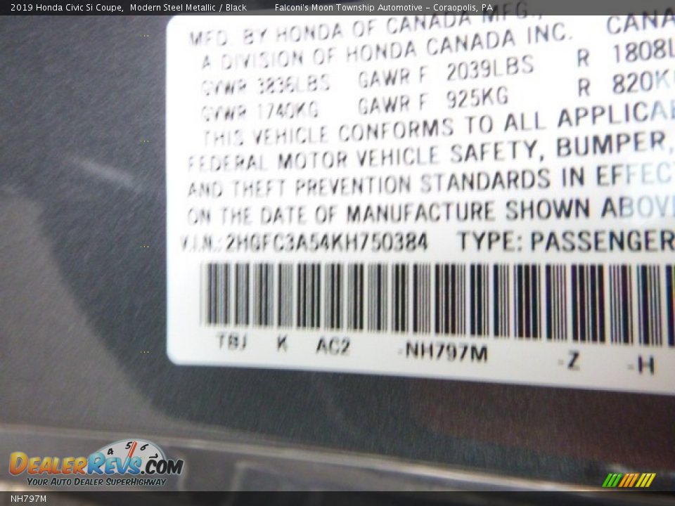 Honda Color Code NH797M Modern Steel Metallic