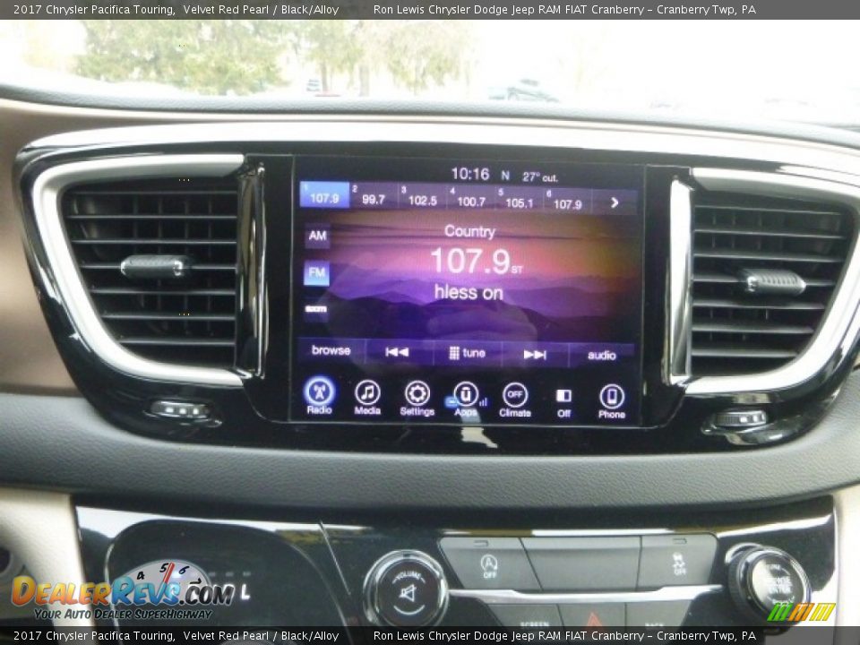 2017 Chrysler Pacifica Touring Velvet Red Pearl / Black/Alloy Photo #17