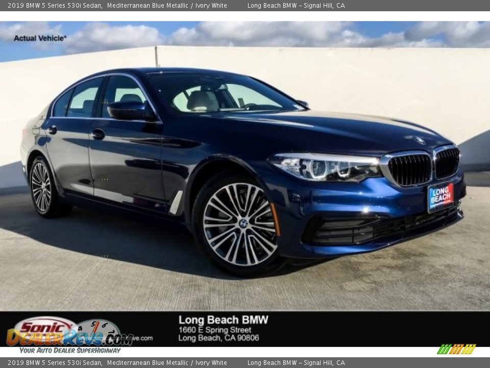 2019 BMW 5 Series 530i Sedan Mediterranean Blue Metallic / Ivory White Photo #1