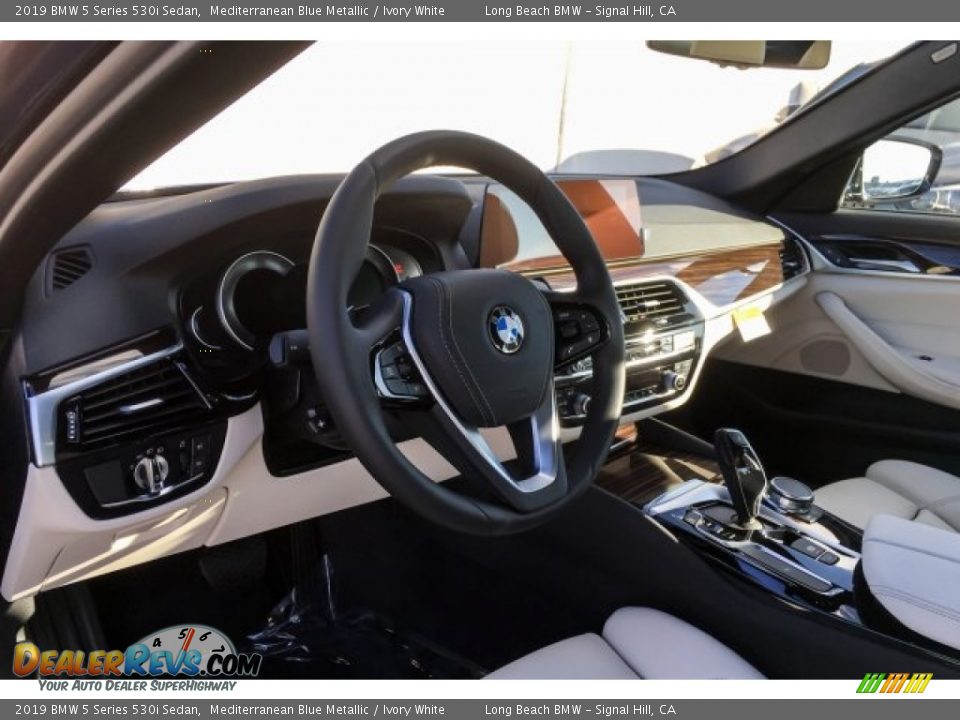 2019 BMW 5 Series 530i Sedan Mediterranean Blue Metallic / Ivory White Photo #4
