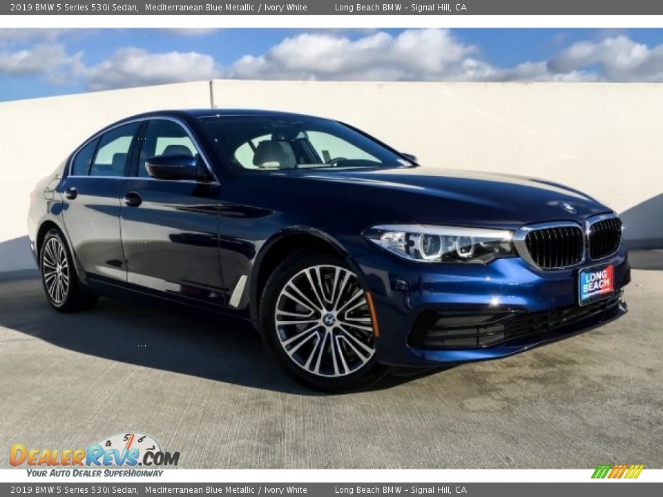 2019 BMW 5 Series 530i Sedan Mediterranean Blue Metallic / Ivory White Photo #12