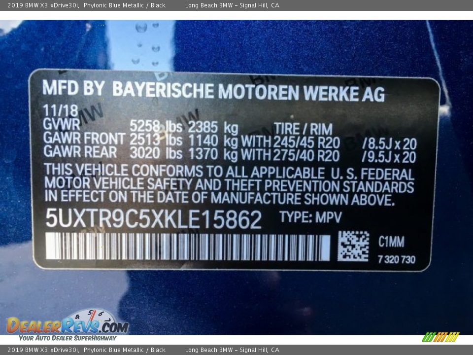 2019 BMW X3 xDrive30i Phytonic Blue Metallic / Black Photo #11