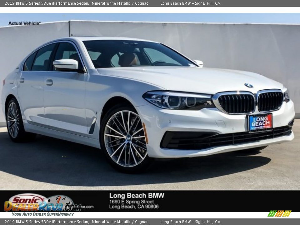 2019 BMW 5 Series 530e iPerformance Sedan Mineral White Metallic / Cognac Photo #1