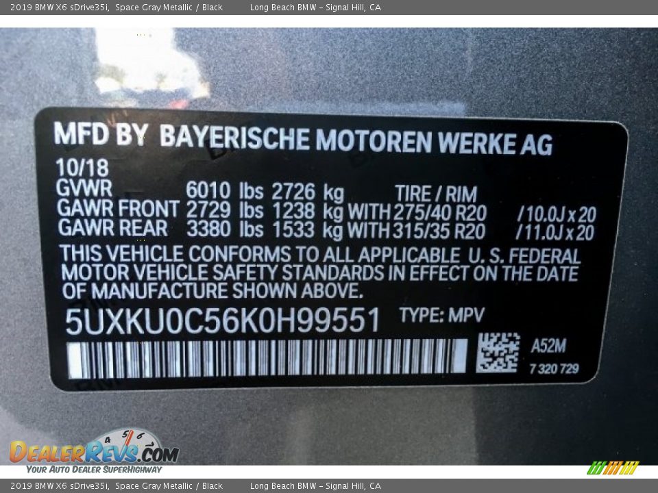 2019 BMW X6 sDrive35i Space Gray Metallic / Black Photo #11