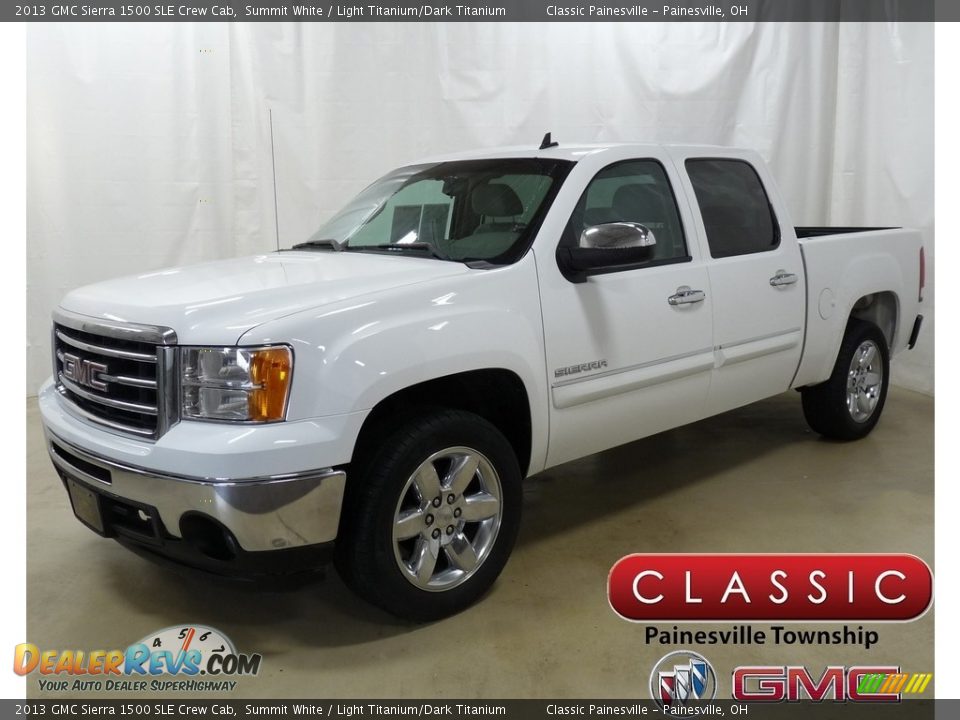 2013 GMC Sierra 1500 SLE Crew Cab Summit White / Light Titanium/Dark Titanium Photo #1