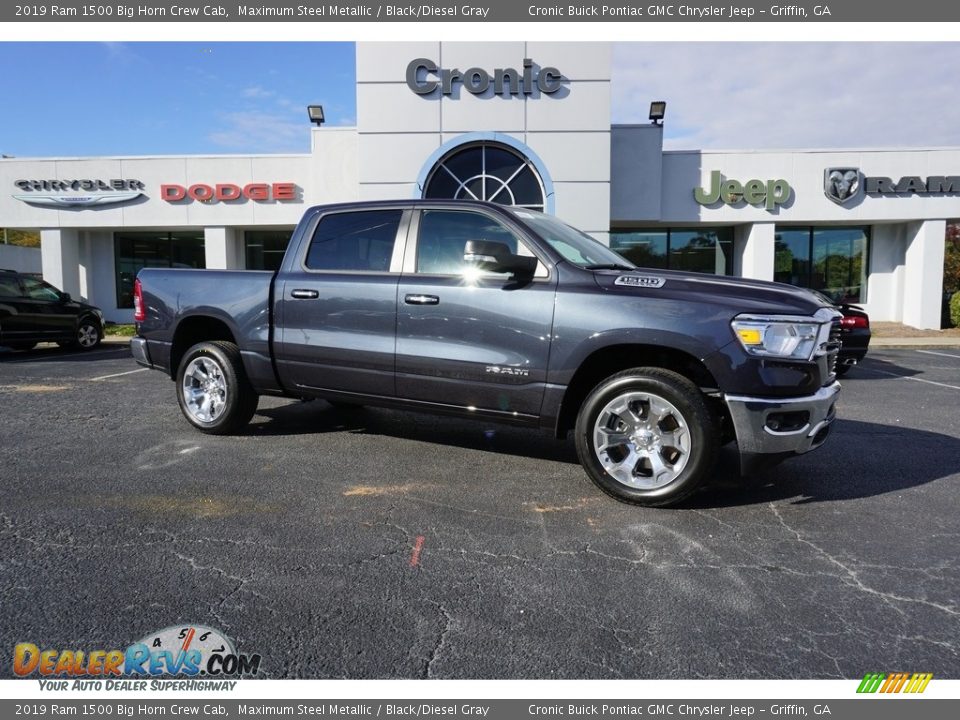2019 Ram 1500 Big Horn Crew Cab Maximum Steel Metallic / Black/Diesel Gray Photo #1