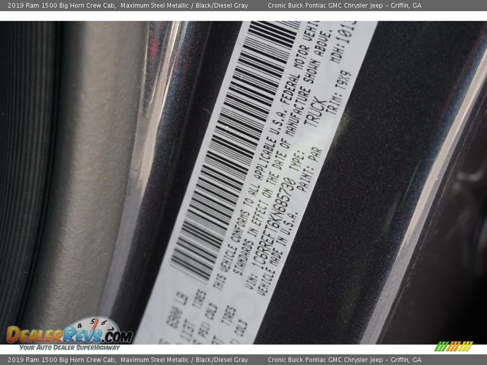 2019 Ram 1500 Big Horn Crew Cab Maximum Steel Metallic / Black/Diesel Gray Photo #15