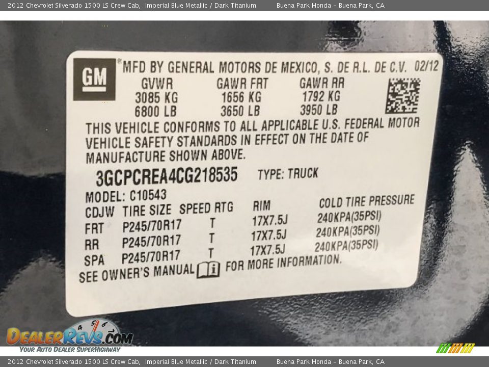 2012 Chevrolet Silverado 1500 LS Crew Cab Imperial Blue Metallic / Dark Titanium Photo #21