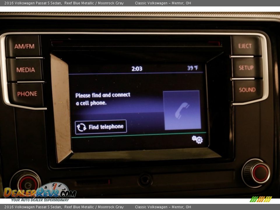 2016 Volkswagen Passat S Sedan Reef Blue Metallic / Moonrock Gray Photo #10