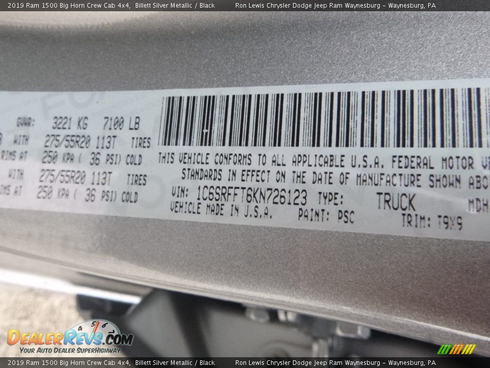 2019 Ram 1500 Big Horn Crew Cab 4x4 Billett Silver Metallic / Black Photo #14