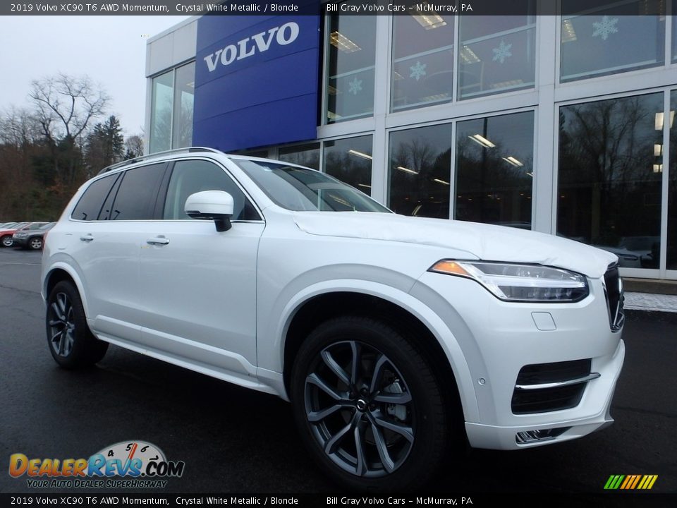 2019 Volvo XC90 T6 AWD Momentum Crystal White Metallic / Blonde Photo #1
