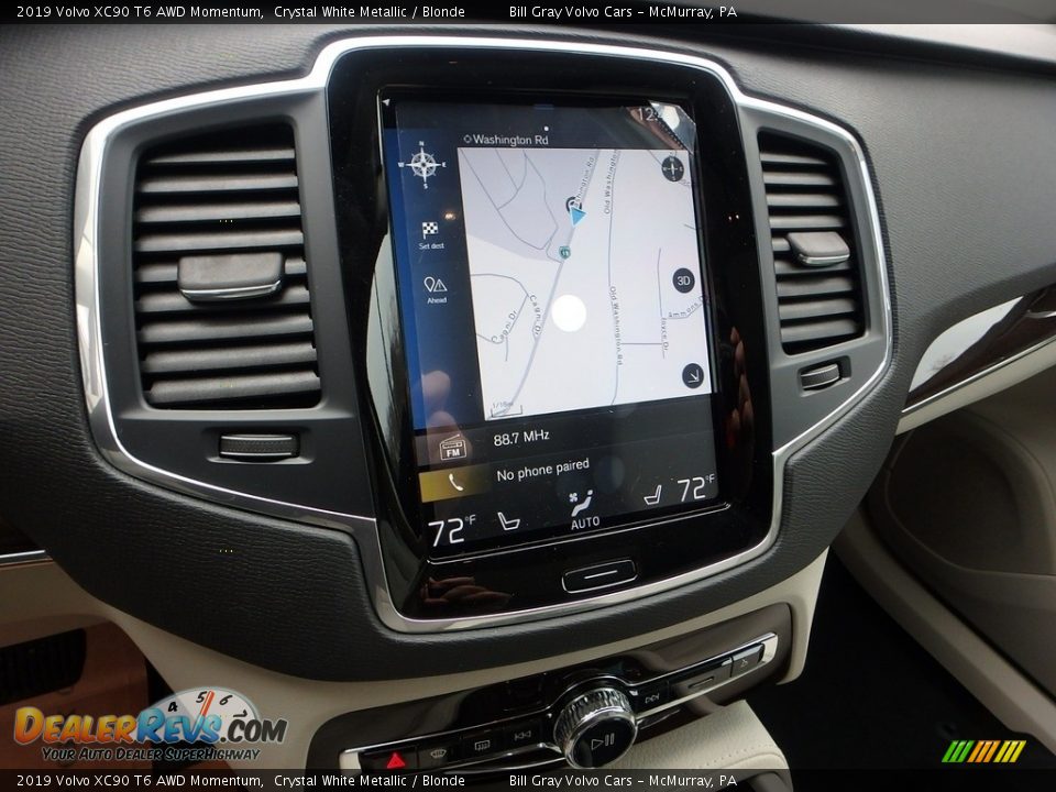 2019 Volvo XC90 T6 AWD Momentum Crystal White Metallic / Blonde Photo #14