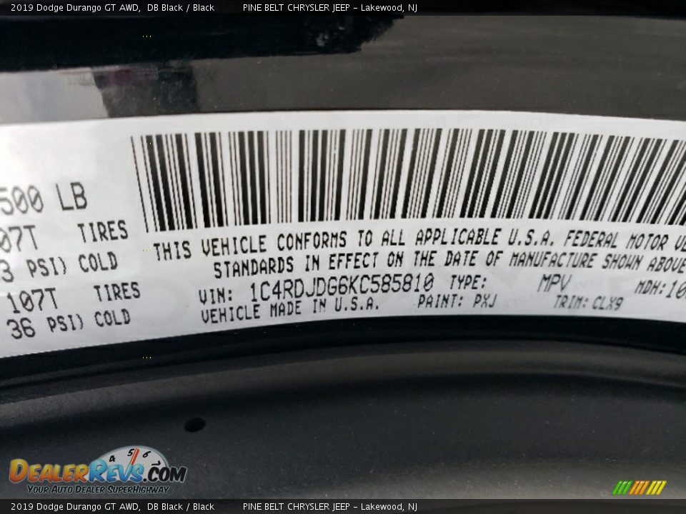 2019 Dodge Durango GT AWD DB Black / Black Photo #9