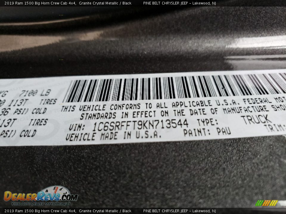 2019 Ram 1500 Big Horn Crew Cab 4x4 Granite Crystal Metallic / Black Photo #9