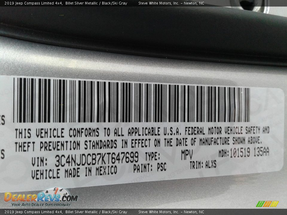 2019 Jeep Compass Limited 4x4 Billet Silver Metallic / Black/Ski Gray Photo #35