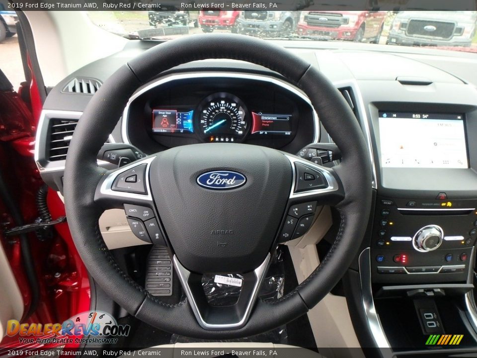2019 Ford Edge Titanium AWD Steering Wheel Photo #17