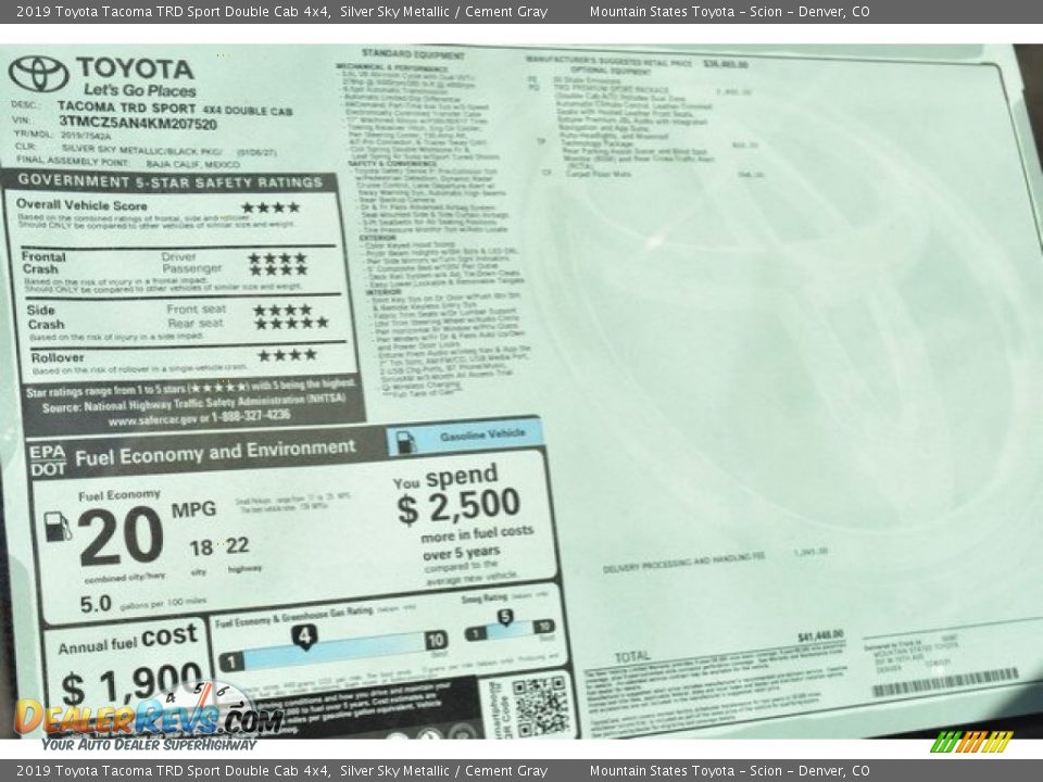 2019 Toyota Tacoma TRD Sport Double Cab 4x4 Silver Sky Metallic / Cement Gray Photo #36