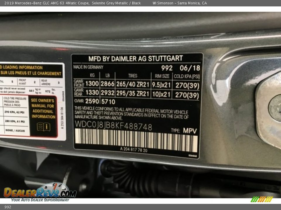 Mercedes-Benz Color Code 992 Selenite Grey Metallic