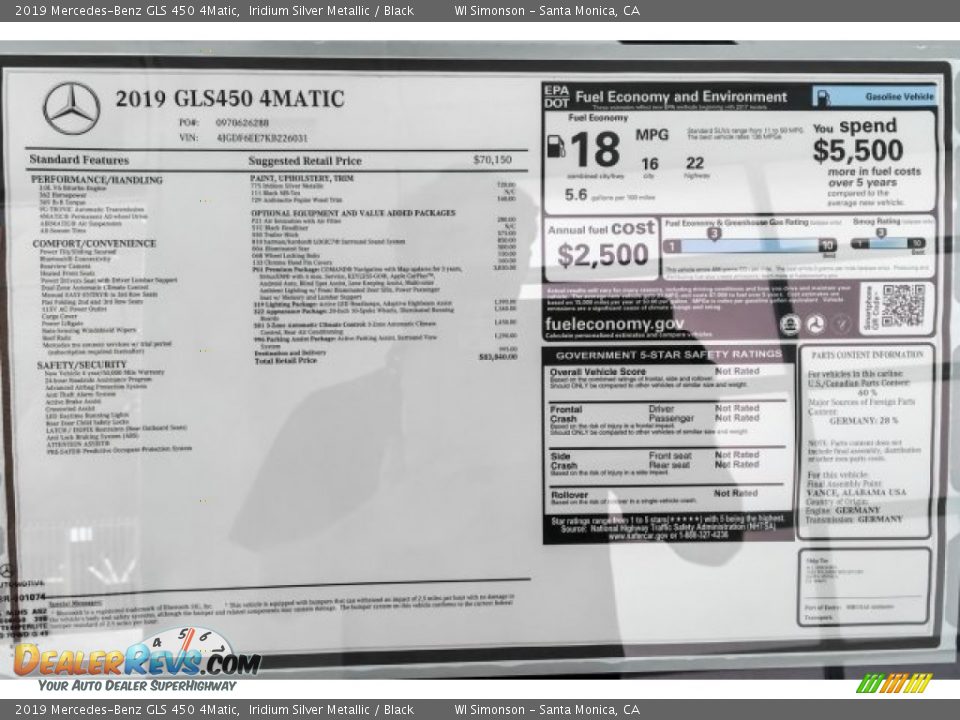 2019 Mercedes-Benz GLS 450 4Matic Iridium Silver Metallic / Black Photo #10
