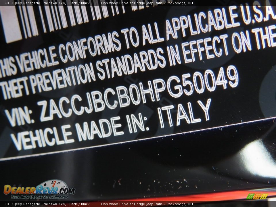 2017 Jeep Renegade Trailhawk 4x4 Black / Black Photo #30