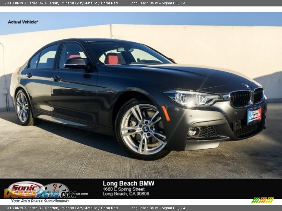 2018 BMW 3 Series 340i Sedan Mineral Grey Metallic / Coral Red Photo #1