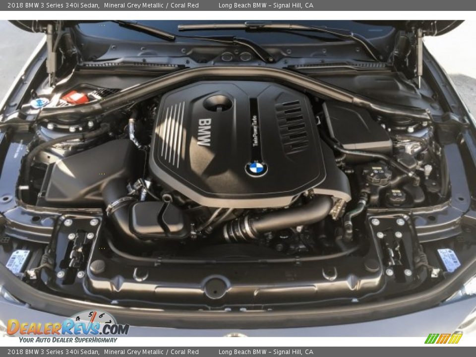 2018 BMW 3 Series 340i Sedan Mineral Grey Metallic / Coral Red Photo #8