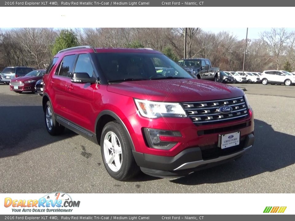 2016 Ford Explorer XLT 4WD Ruby Red Metallic Tri-Coat / Medium Light Camel Photo #1