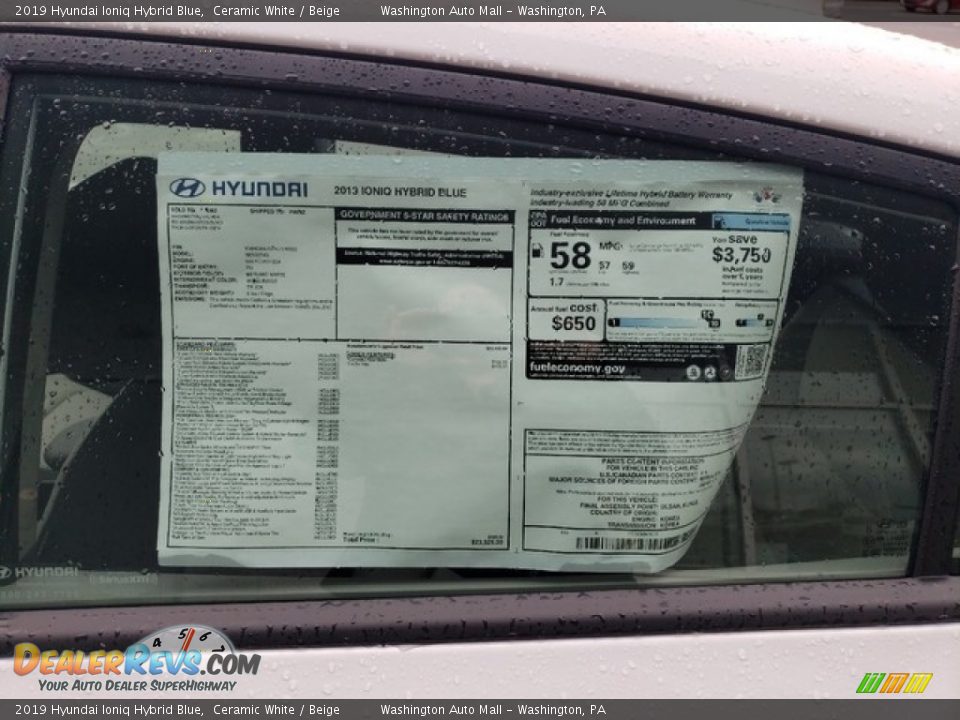 2019 Hyundai Ioniq Hybrid Blue Window Sticker Photo #5