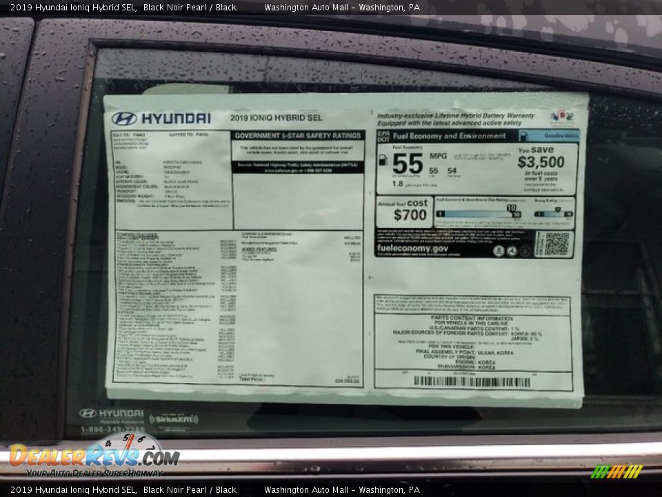 2019 Hyundai Ioniq Hybrid SEL Window Sticker Photo #10