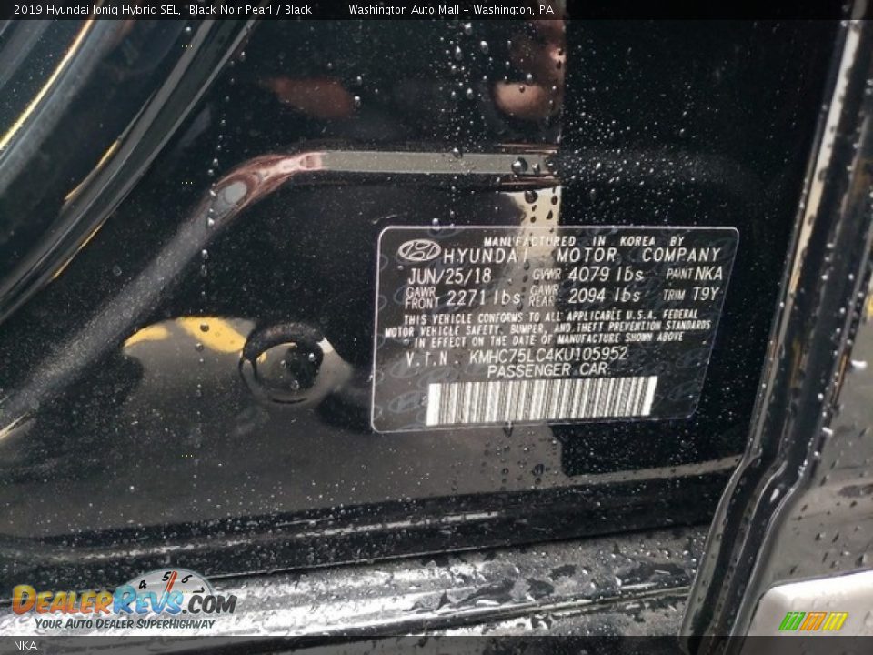 Hyundai Color Code NKA Black Noir Pearl