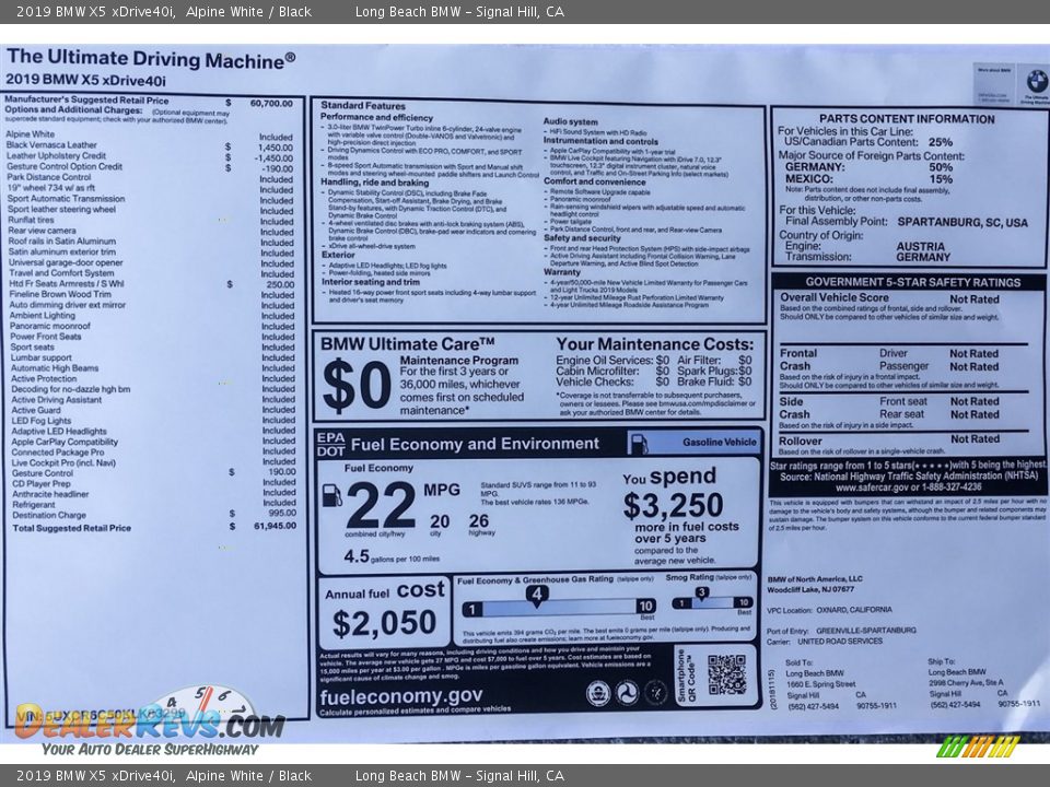 2019 BMW X5 xDrive40i Alpine White / Black Photo #10