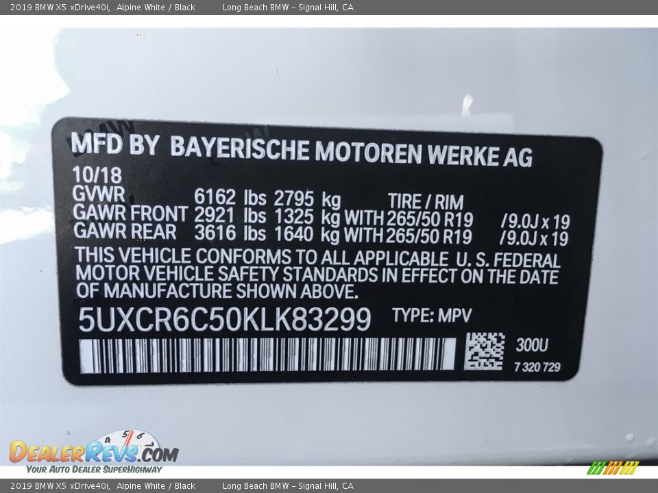 2019 BMW X5 xDrive40i Alpine White / Black Photo #11