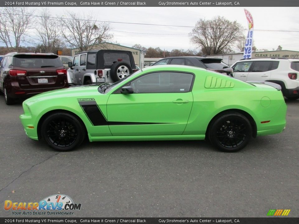 2014 Ford Mustang V6 Premium Coupe Gotta Have it Green / Charcoal Black Photo #4