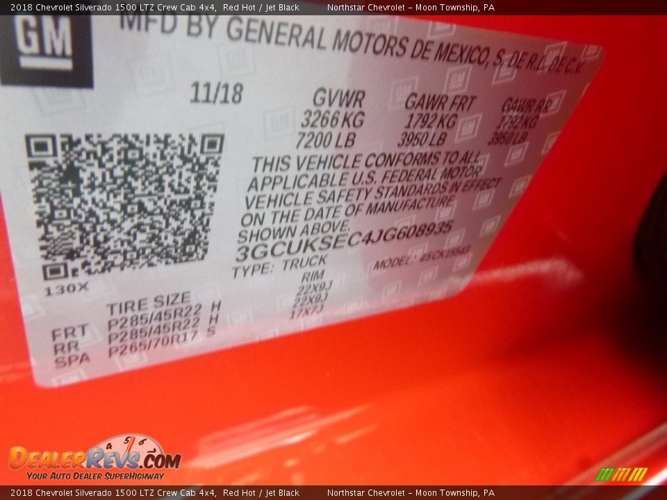 2018 Chevrolet Silverado 1500 LTZ Crew Cab 4x4 Red Hot / Jet Black Photo #15