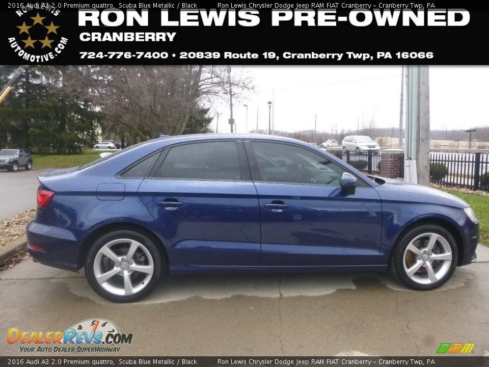 2016 Audi A3 2.0 Premium quattro Scuba Blue Metallic / Black Photo #1