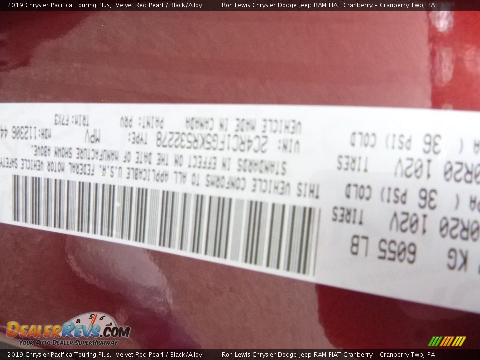 2019 Chrysler Pacifica Touring Plus Velvet Red Pearl / Black/Alloy Photo #16