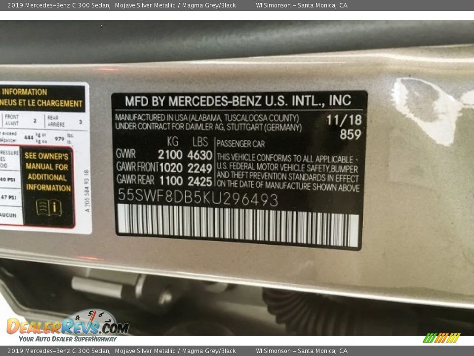 2019 Mercedes-Benz C 300 Sedan Mojave Silver Metallic / Magma Grey/Black Photo #11