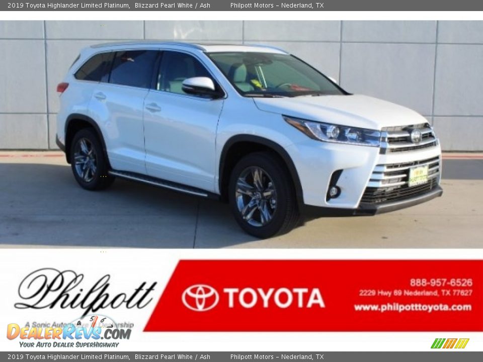 2019 Toyota Highlander Limited Platinum Blizzard Pearl White / Ash Photo #1