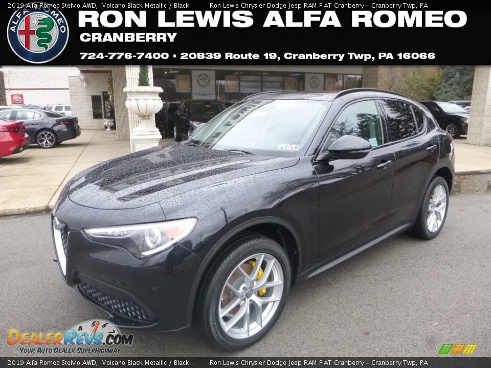 2019 Alfa Romeo Stelvio AWD Volcano Black Metallic / Black Photo #1