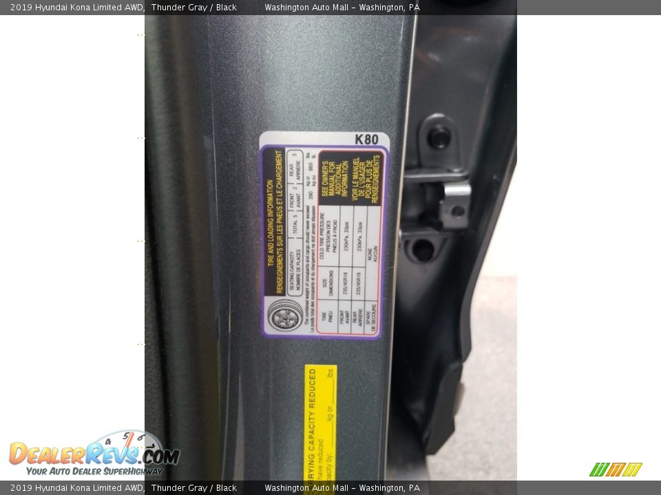 2019 Hyundai Kona Limited AWD Thunder Gray / Black Photo #14