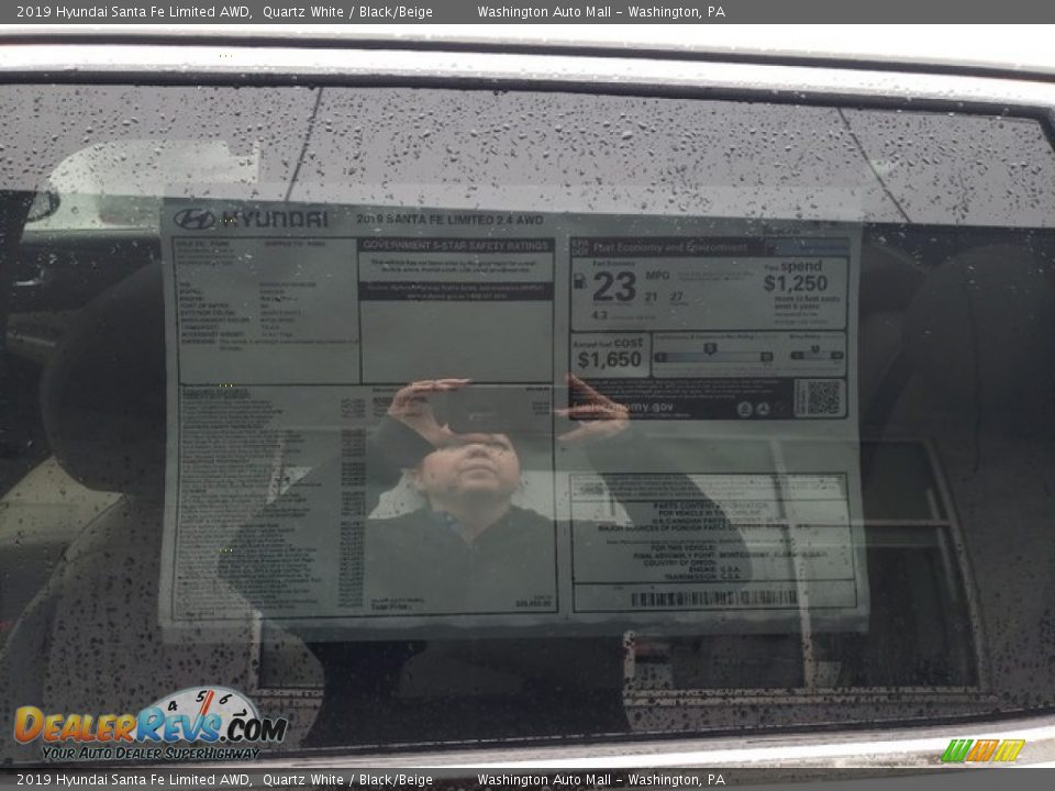 2019 Hyundai Santa Fe Limited AWD Quartz White / Black/Beige Photo #5
