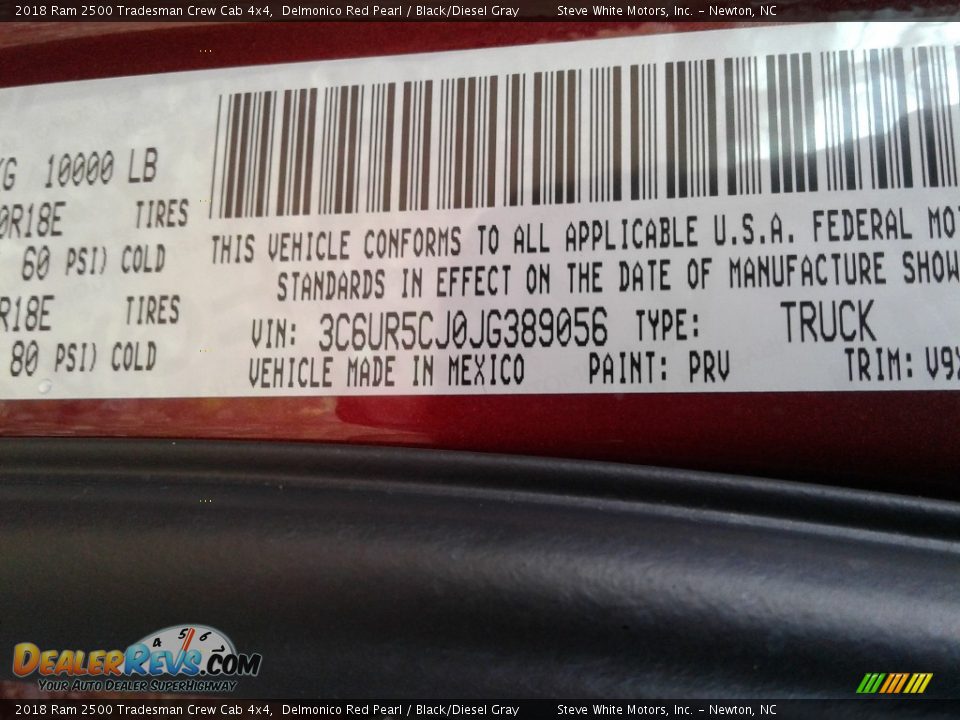 2018 Ram 2500 Tradesman Crew Cab 4x4 Delmonico Red Pearl / Black/Diesel Gray Photo #28