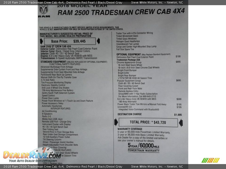 2018 Ram 2500 Tradesman Crew Cab 4x4 Delmonico Red Pearl / Black/Diesel Gray Photo #29
