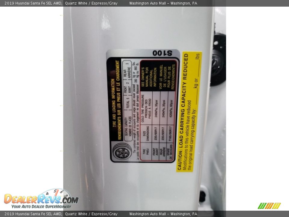 2019 Hyundai Santa Fe SEL AWD Quartz White / Espresso/Gray Photo #16