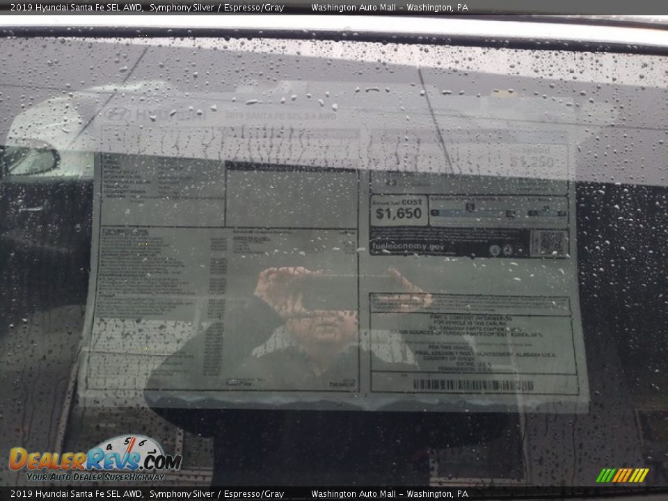 2019 Hyundai Santa Fe SEL AWD Symphony Silver / Espresso/Gray Photo #12