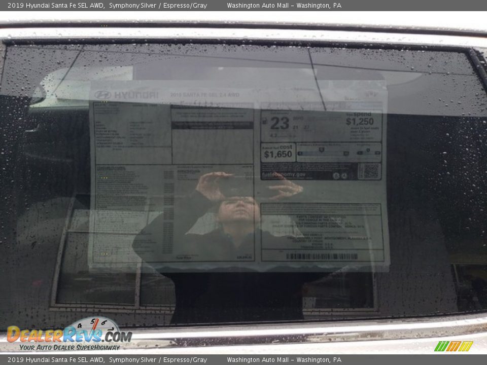 2019 Hyundai Santa Fe SEL AWD Symphony Silver / Espresso/Gray Photo #13