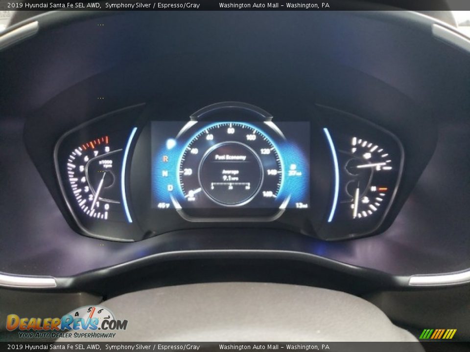 2019 Hyundai Santa Fe SEL AWD Symphony Silver / Espresso/Gray Photo #22