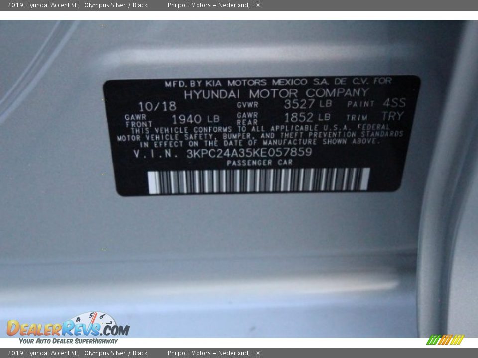 2019 Hyundai Accent SE Olympus Silver / Black Photo #23